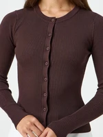 Women's Ribbed Cardigan Tops Spring Fall Solid Color Long Sleeve Round Neck Button Up Cropped Sweaters Female Casual Pullovers - Image 6