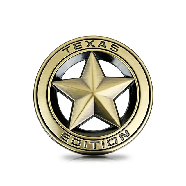 Chrome Metal TEXAS EDITION Hollow Out Star Badge Sticker Car