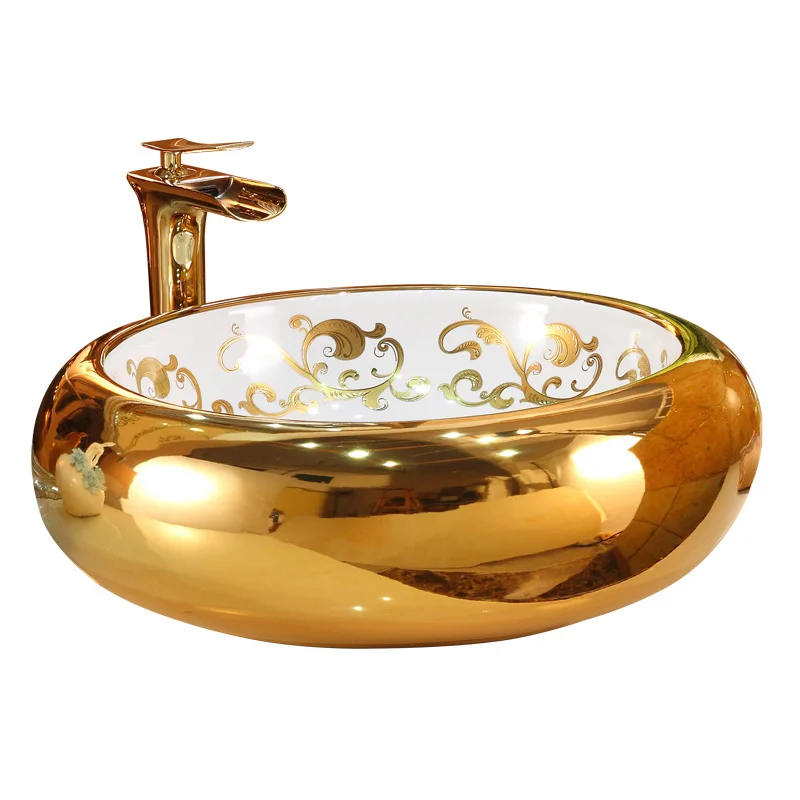 

Ceramic countertop basin, round European washbasin, modern, simple and retro