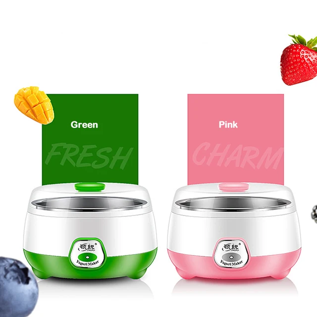 Mini yogurtiera Macchina automatica per yogurt Utensili per yogurt fai da te per la casa Elettrodomestici da cucina Serbatoio in acciaio inossidabile Rosa 5