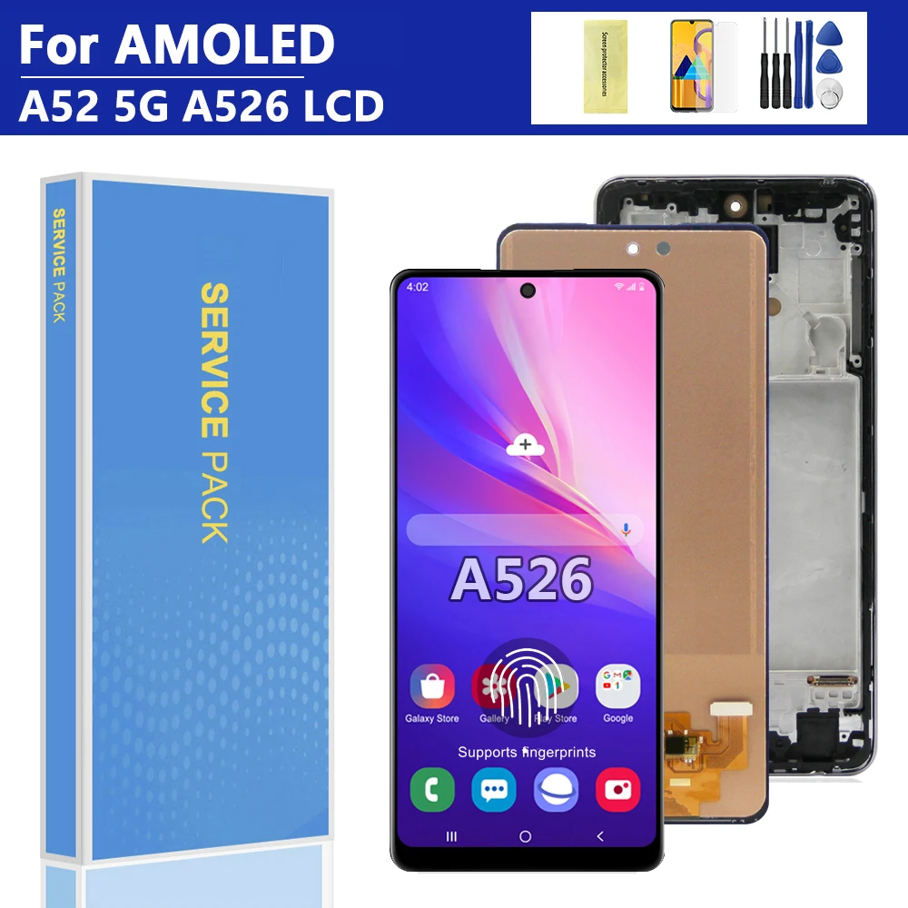 Дисплей A52 5G AMOLED для Samsung A526B SM-A526B/DS, запасной ЖК-дисплей с сенсорным экраном и дигитайзером в сборе