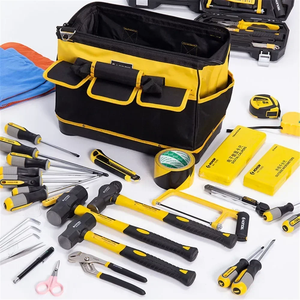 New Yellow 14/16/18/20in Tool Bag Electrician 1680D Oxford Waterproof Heavy Duty Wear-Resistant Storage Box Practical Convenient