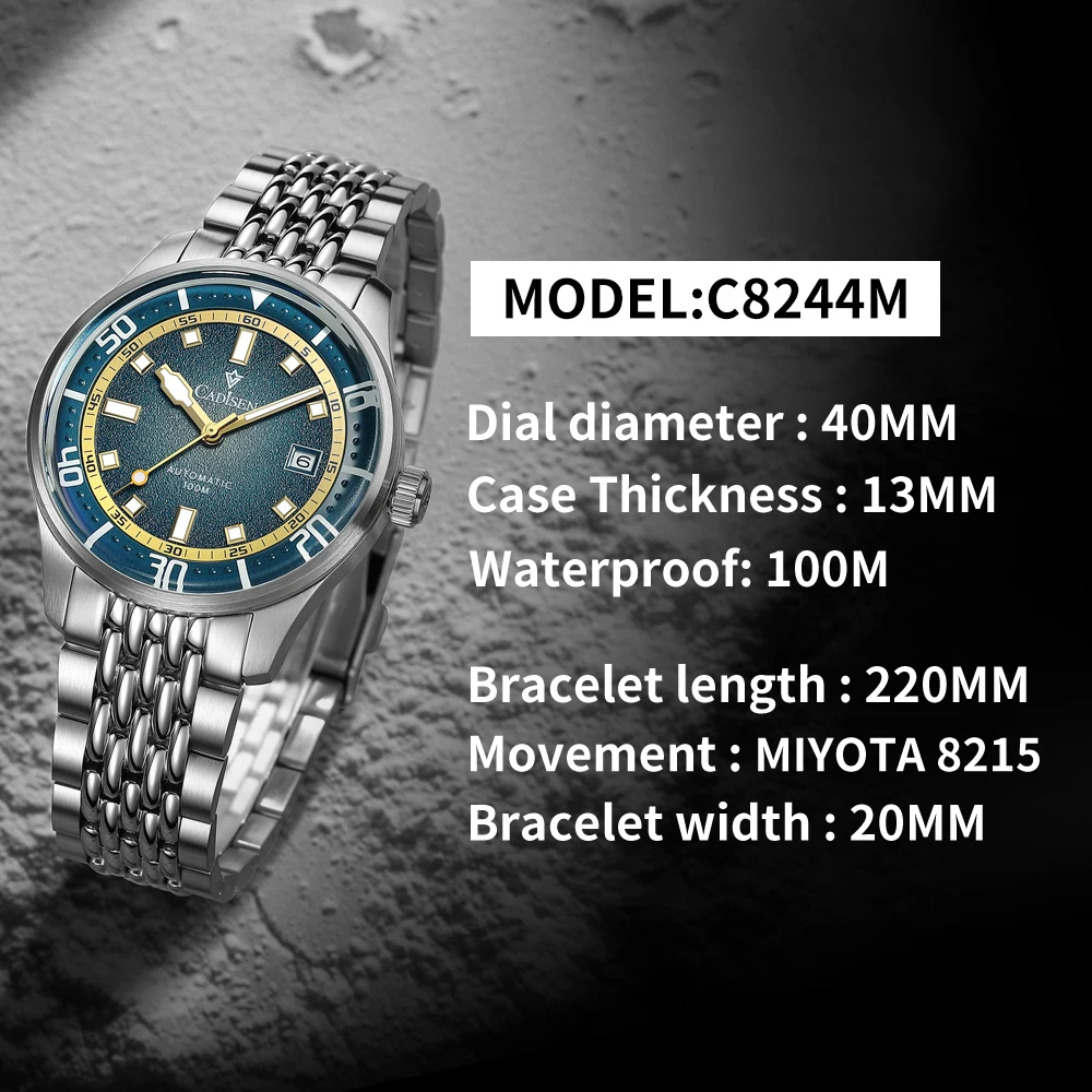 CADISEN C8244 Sapphire Glass Watches Men Japan MIYOTA 8215 Men`s