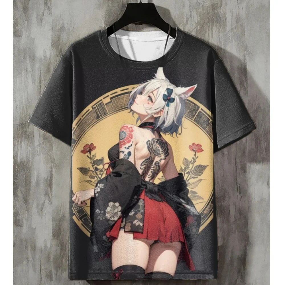 

New Men's T-shirt Anime Sexy Beauty 3D Print T-shirt Harajuku Fashion T-shirt Casual Loose Plus Size Street Clothing Top