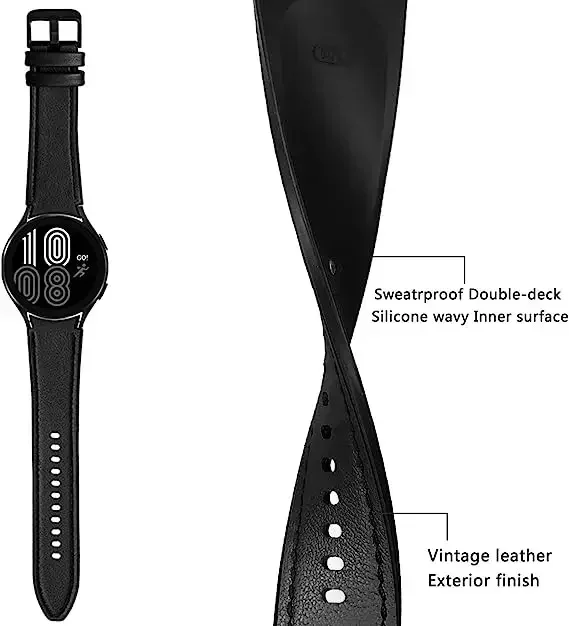 รูปสินค้า สายนาฬิกาหนังแท้ Samsung Galaxy Watch 5 Pro 45มม. ยืดหยุ่น ทนทาน