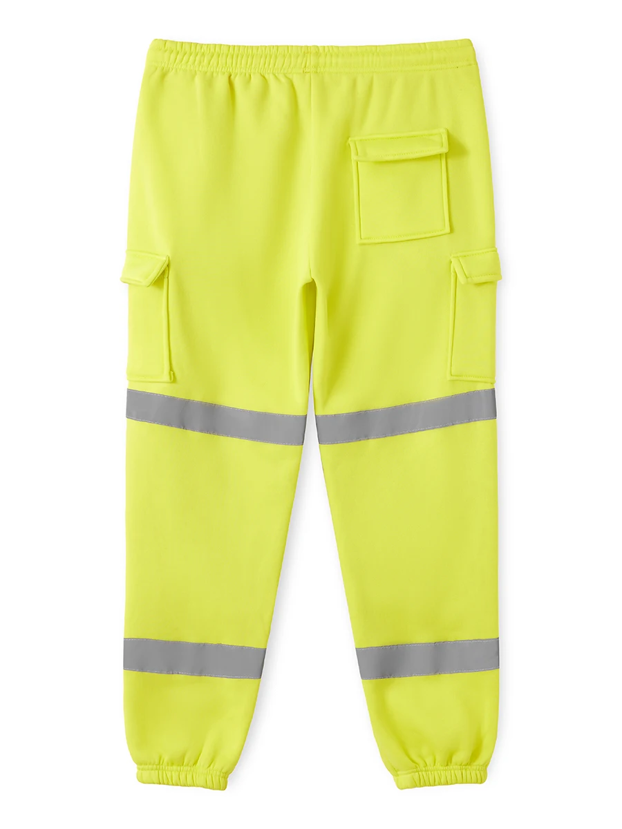 Men s High Visibility Reflective Patchwork Joggers Pants with Drawstring Elastic Waistband for Emergency and Roadside Work