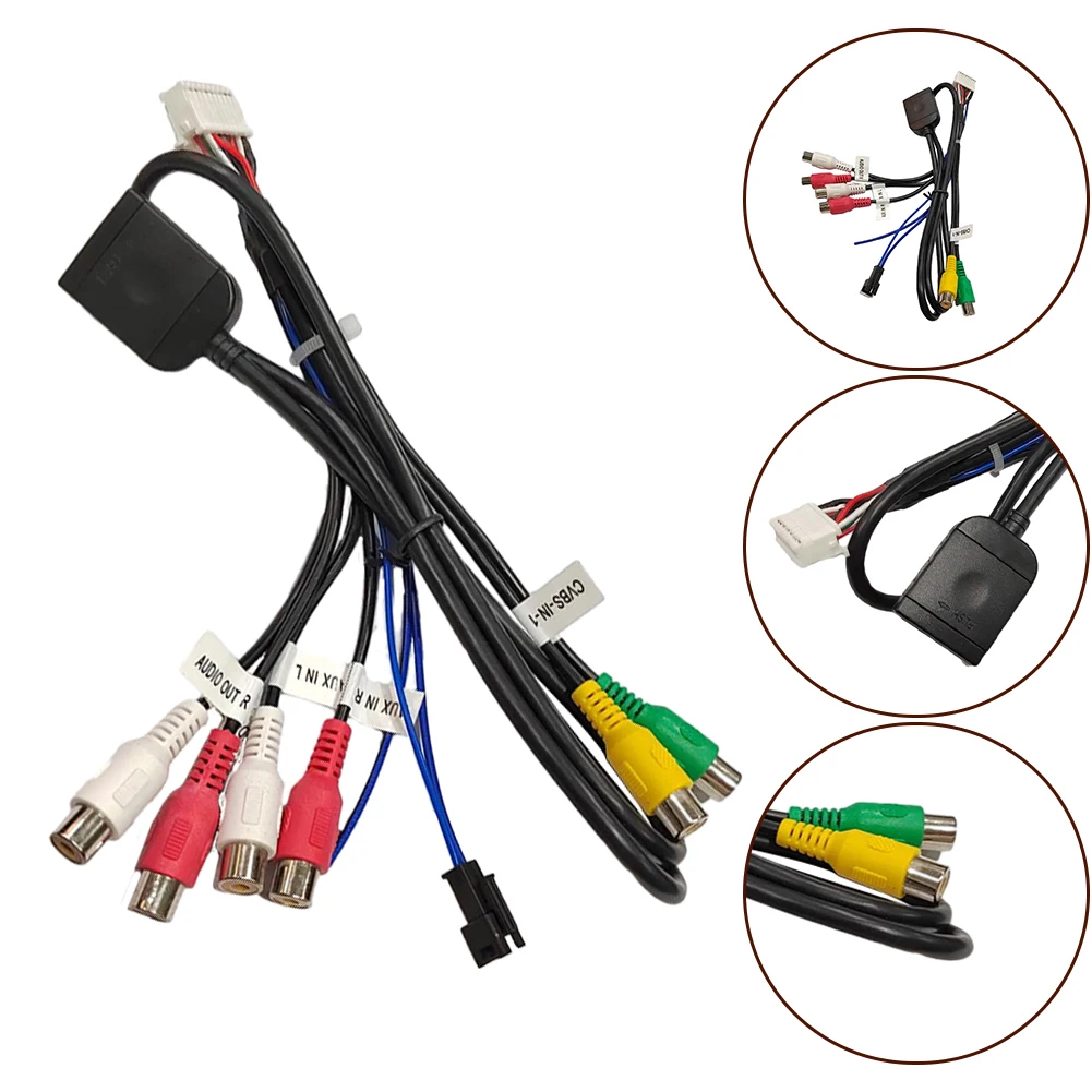 

1pc Auto Stereo Radio Cable Adapter 20Pin Plug RCA Output AUX Wire Harness Wiring Connector Black ABS For 12V Car Electronics