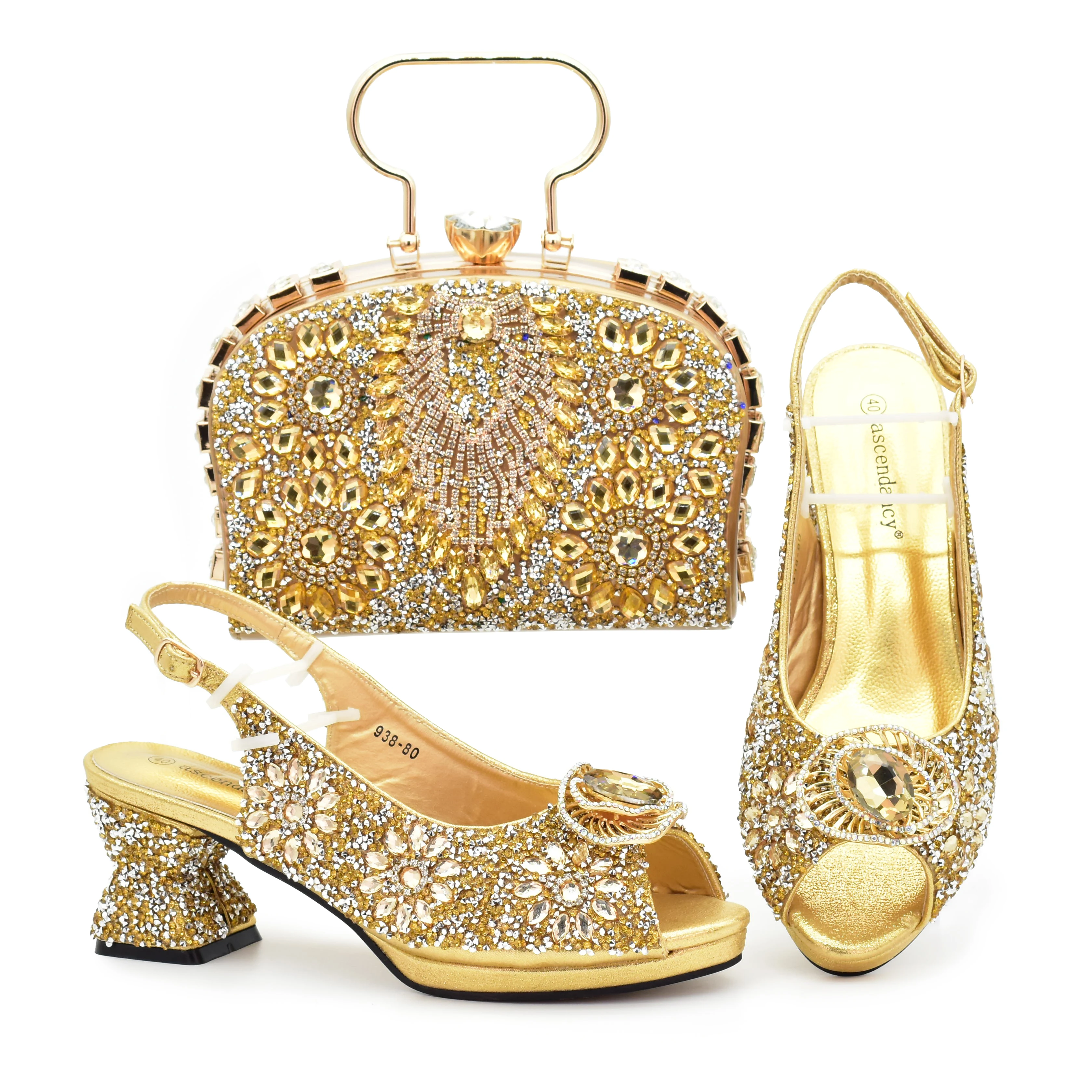 

MEOD African fashion Italian Shoes And Bag Sets For Evening Party With Stones peach Italian Handbags Match Bags !PAS1-3