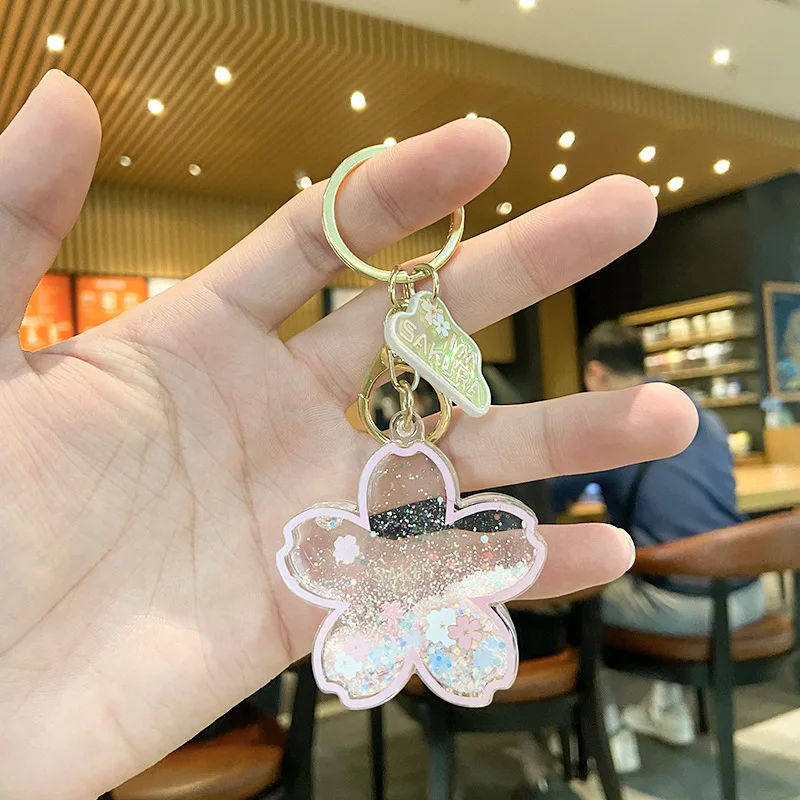 Creative Flower Shape Glitter Sequins Keychain Fashion Cherry Blossom  Keyring Women Bag Hanging Pendant Key Holder Jewelry Gifts - Key Chains -  AliExpress