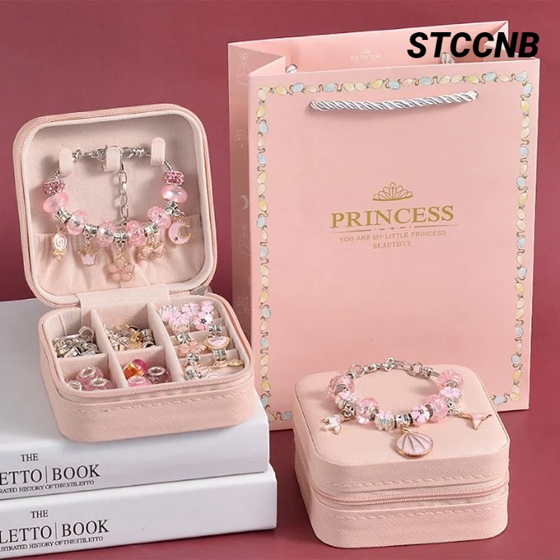 Children's Handmade DIY Bracelet Making Accessories Round Animal Crystal Beads Educational Toys Girl Birthday Gift Jewelry Set