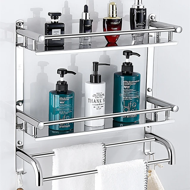 Bathroom Corner Shelf Shower Caddy Dual Tier Bath Shelves Mirror Polished  304 Stainless Steel Floating repisa etagere mural - AliExpress