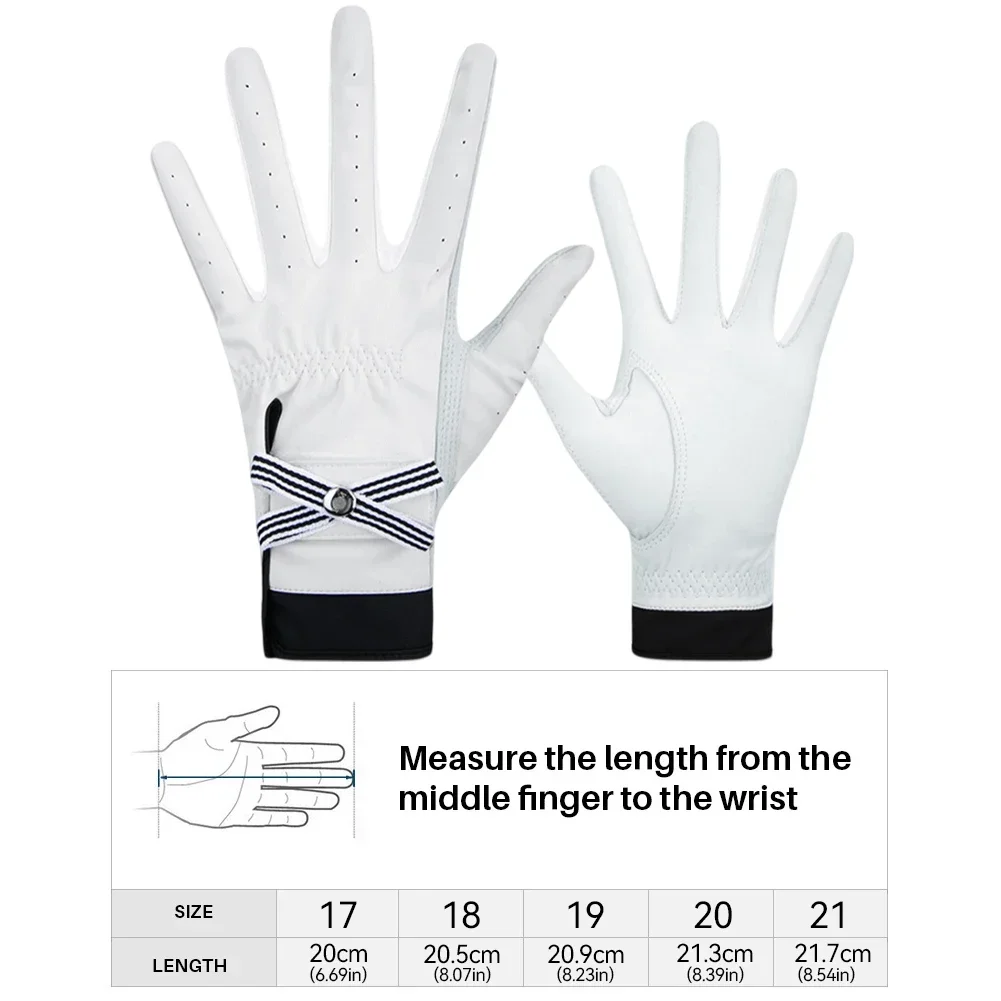 1 Pair Bow Golf Gloves For Women With Removable Mark Sheepskin Self-Adhesive Cloth Non-Slip Sports Full Finger Gloves 6