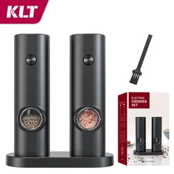 Automatic Electric Salt and Pepper Grinder Set with LED Light - Adjustable Spice Mill (KYMQ - 14 - BS)