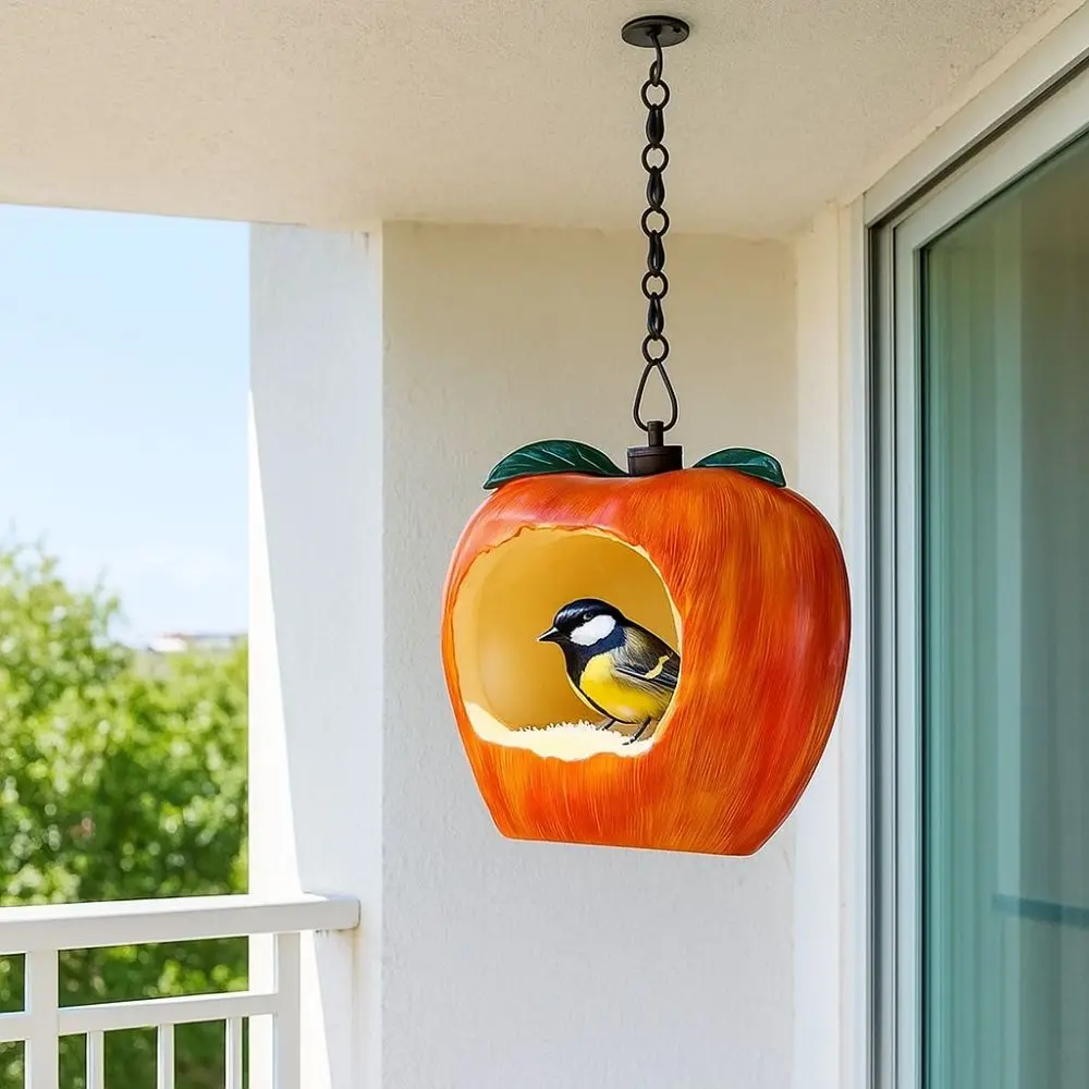 Resin Crafts Bird Hanging Feeder Handcrafted Large Capacity Bird Food Dispenser Simulation Fruit Bird Feeding Dish