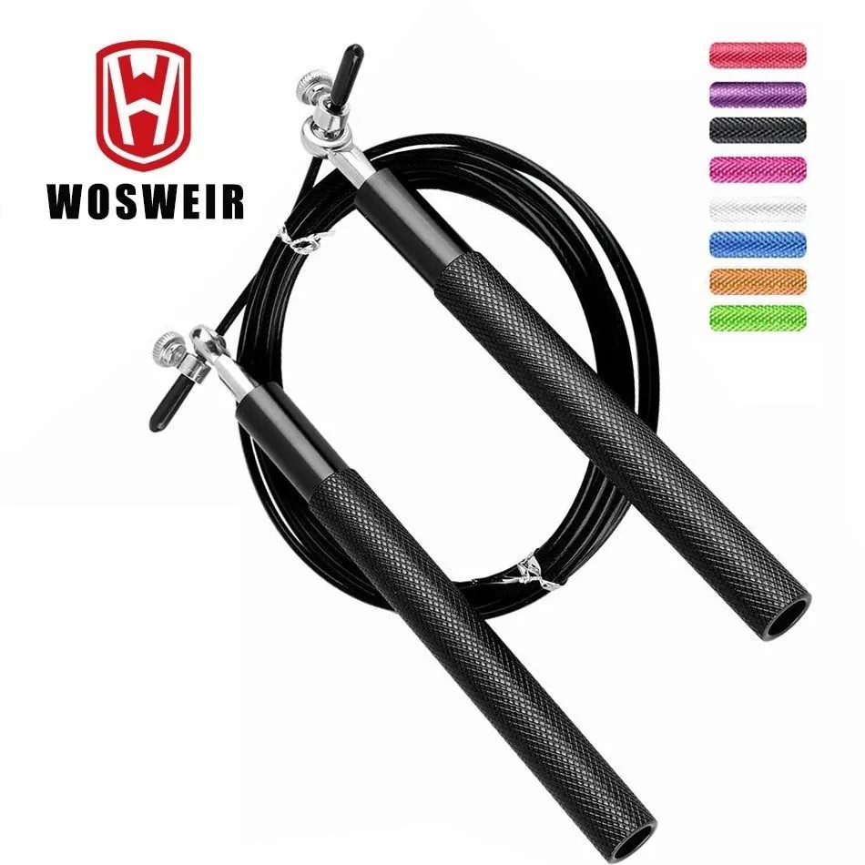 WOSWEIR Crossfit Jump Rope Professional Speed Bearing Skipping for Fitness Workout Training Equipement MMA Boxing Home Exercise jump rope