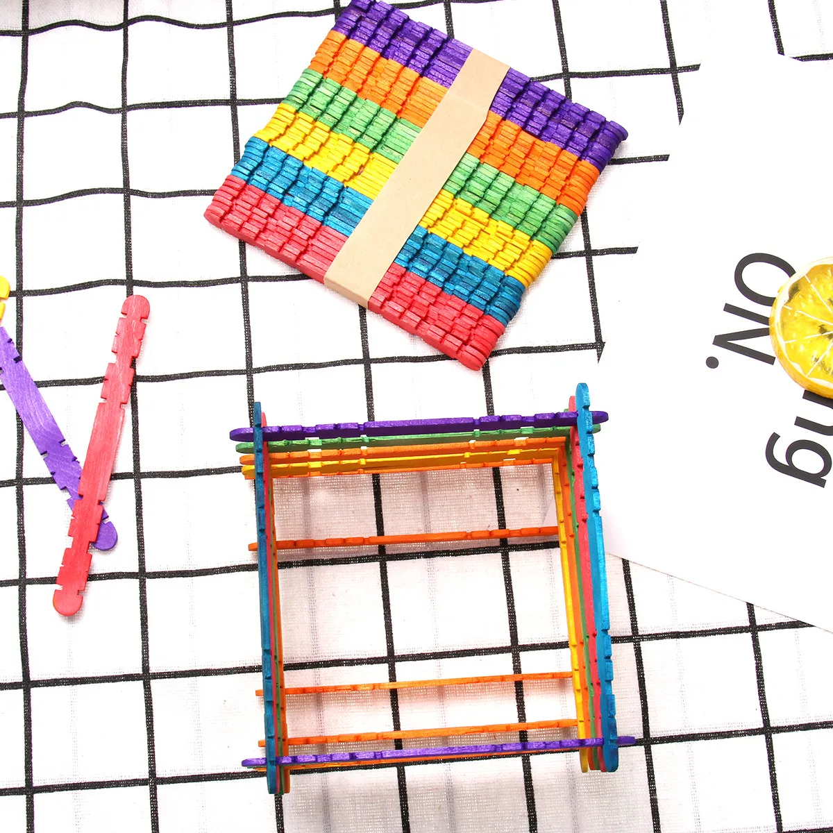 200Pcs 크리 에이 티브 나무 건축 바텐 DIY 수제 공예 스틱 휴일 파티 장식을위한 천연 재료