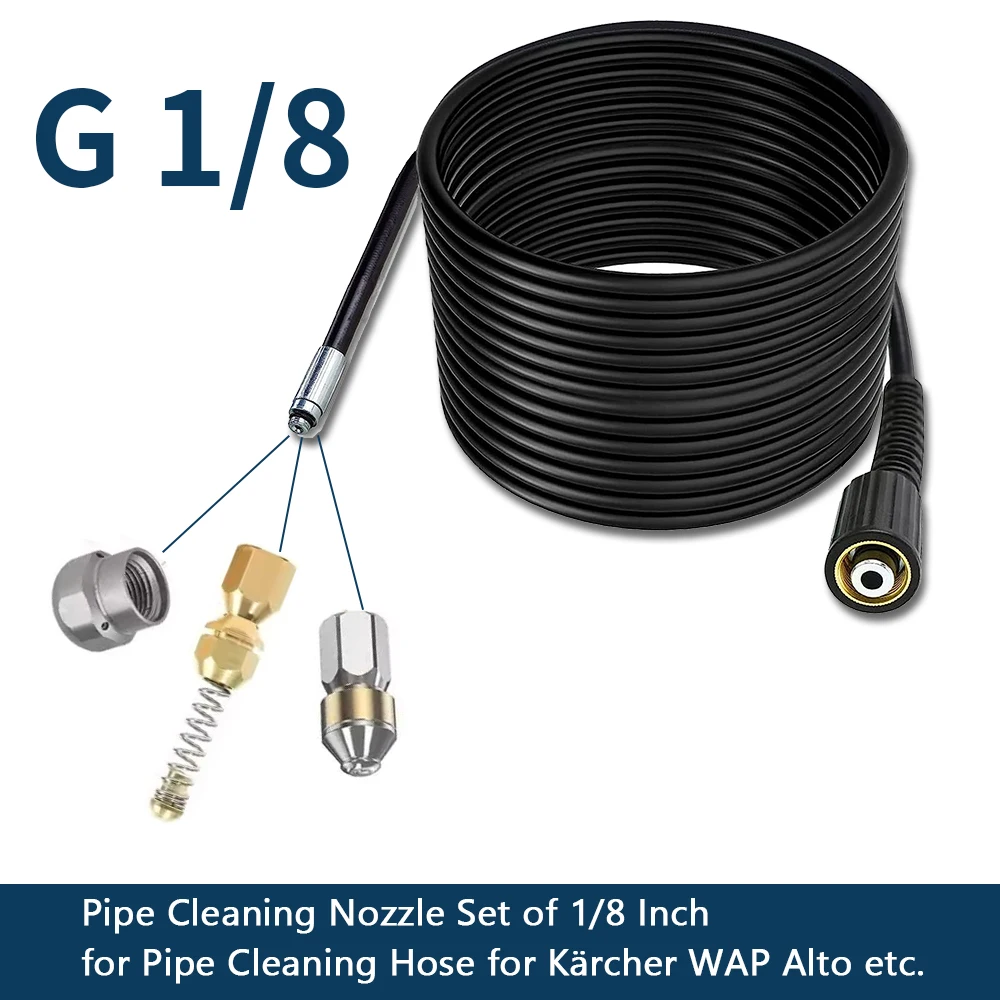 High Pressure Pipe Cleaning Hose Drain Cleaner Pipe for Karcher K2-K7/HD/HDS Universal Pipe Sewer Cleaning Set Rotating Nozzles 4