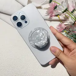 Korean Glitter Colorful Round Magnetic Folding Phone Grip Holder Socket (GRAY)
