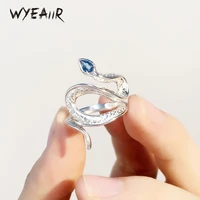 WYEAIIR 925 Sterling Silver Shiny Zircon Snake Fashion Resizable Opening Ring For Women Luxury Jewelry 1