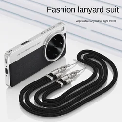 Elegant Plain Leather Case with Long Lanyard Strap and Elevated Lens Protection - OPPO Find X8s (Black)
