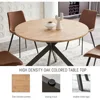46.4" Round Table Set, Mid-Century Modern Round Dining Table for 4-6 People (1 Table with 4 Brown Chairs) 4
