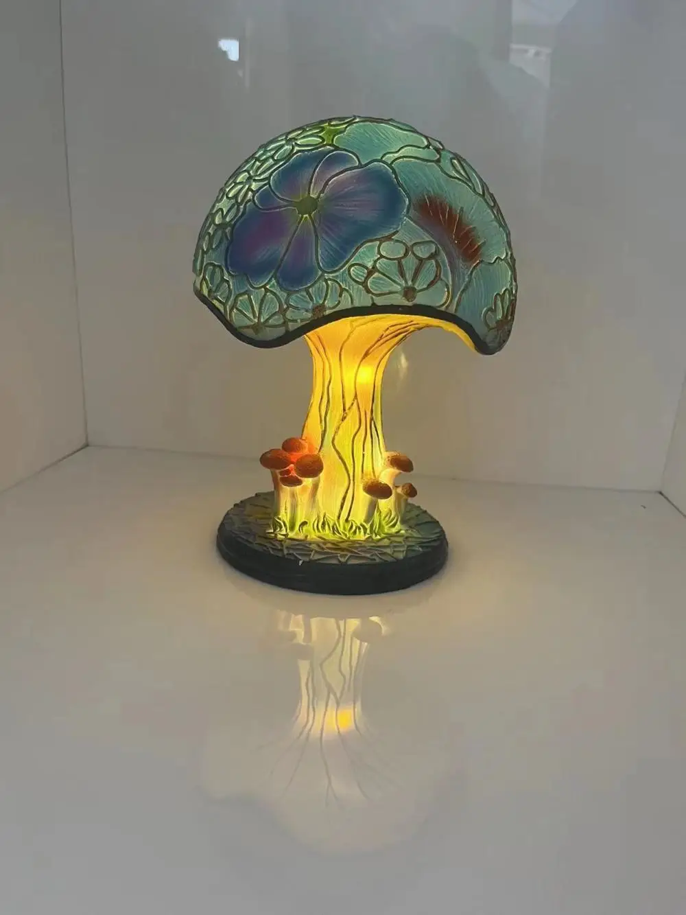 Stained Plant Series LED Desktop Decor Lighting Bedside Table Lamp Flower Mushroom Snail Creative Colorful Night Light