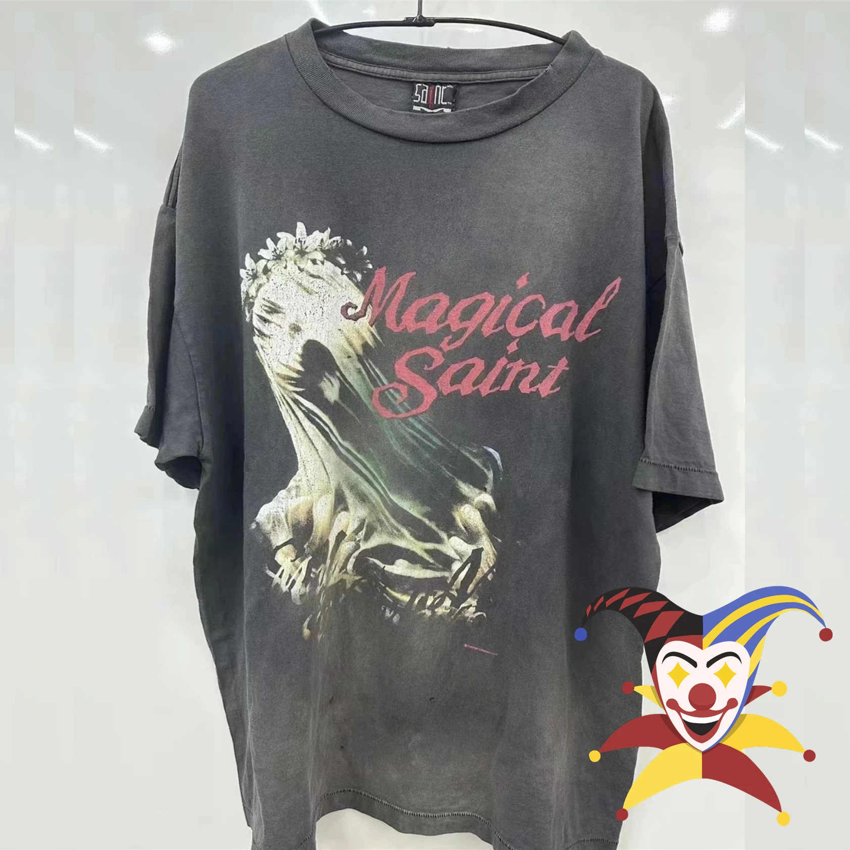 

Washed Magical SAINT MICHAEL T Shirt Men Women Best Quality T-Shirt Tee Top