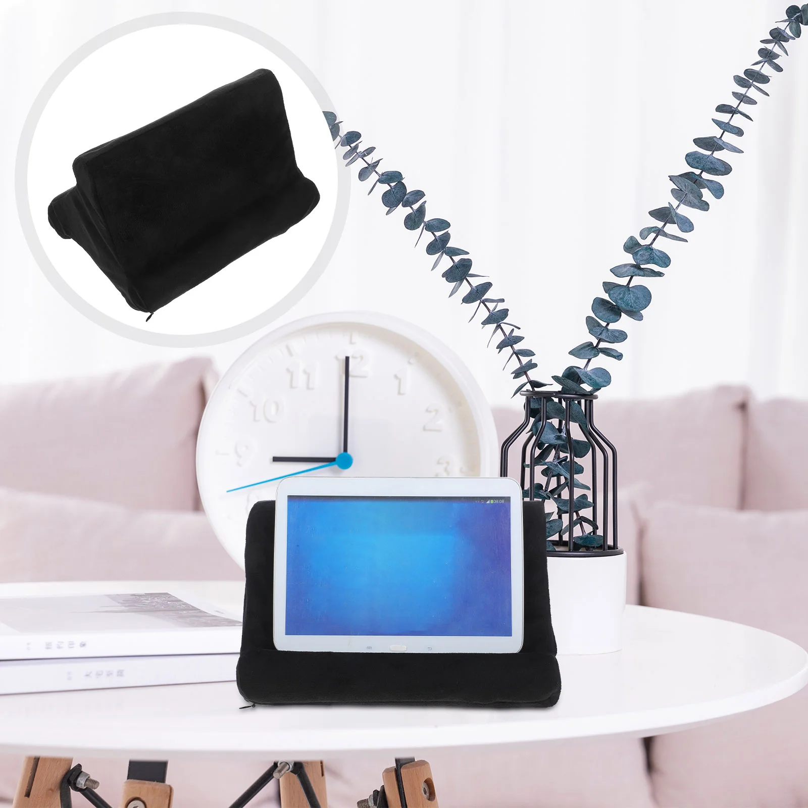 

1pc Phone Tablet Multi-angle Triangular Support Pillow Pillow Reading Stand for Home (Black Triangle Pillow)