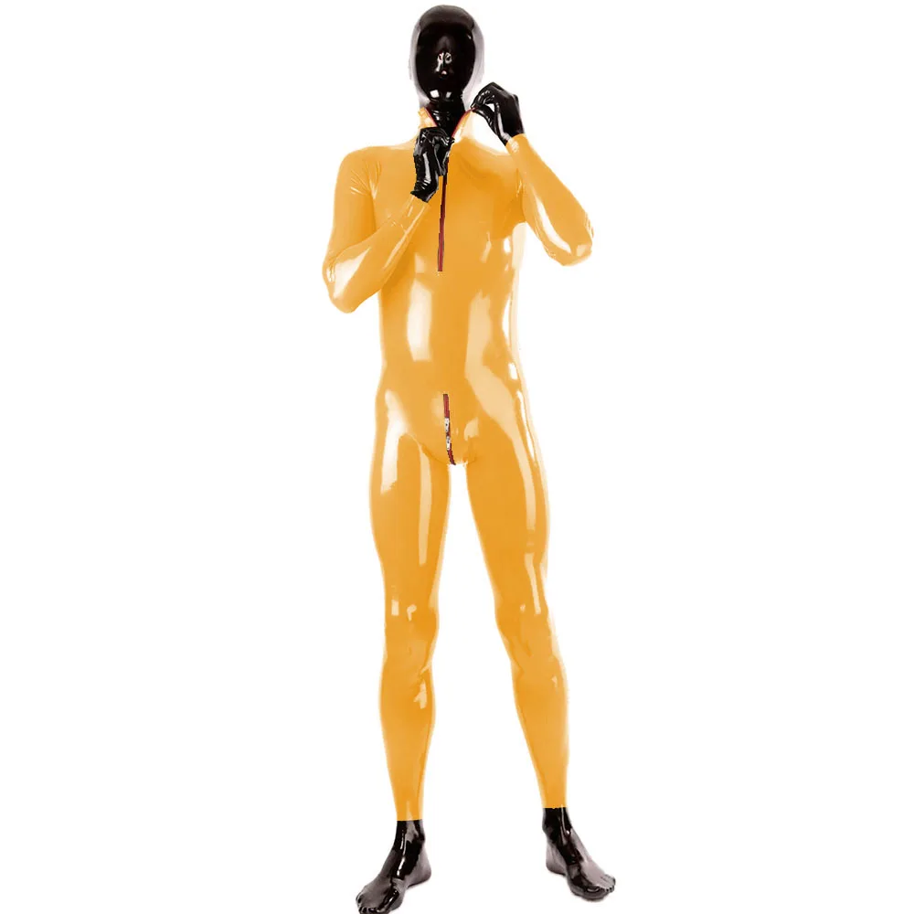 Men Sexy Shiny PVC Body Cover Jumpsuit Vinyl Long Sleeve Cosplay Catsuit Exotic Lingerie Fetish Male Club Wear Plus Size Costume cosplay costume adult unitard mens bondage lingerie