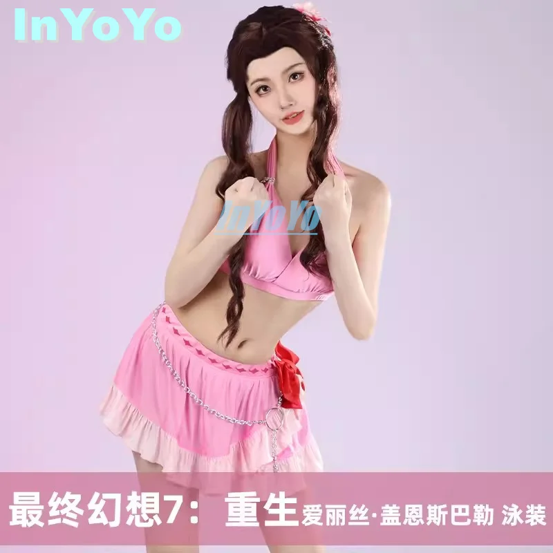 

Костюм для косплея InYoYo Aerith gainsborо, фэнтези финальной игры FF7 VII, розовый летний купальник-бикини, женский купальник