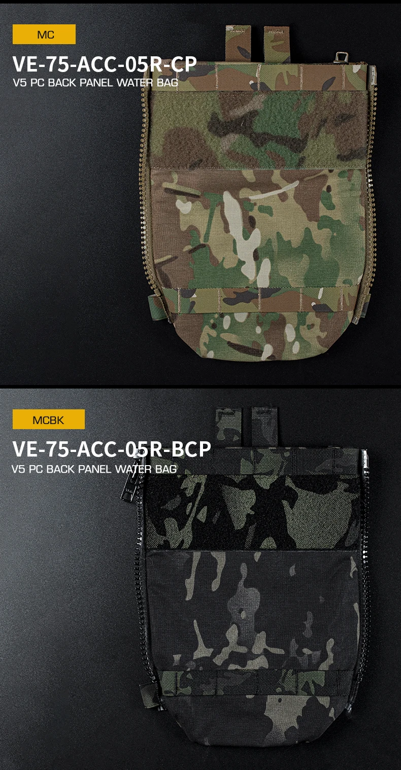 Tactical V5 FCPC Back Panel Water Bag with Side Zipper Airsoft Plate Carrier MOLLE Adapter Hunting Airsoft Gear