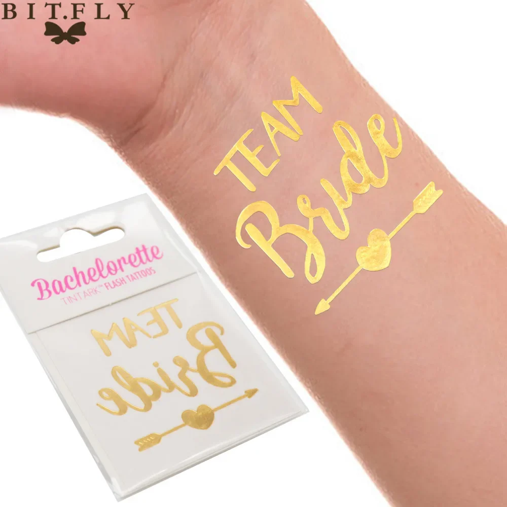 10PCs Waterproof Bridesmaid Team Temporary Tattoo Bachelorette Party Sticker Decoration Marriage Bride To Be Party Supplies Xmas