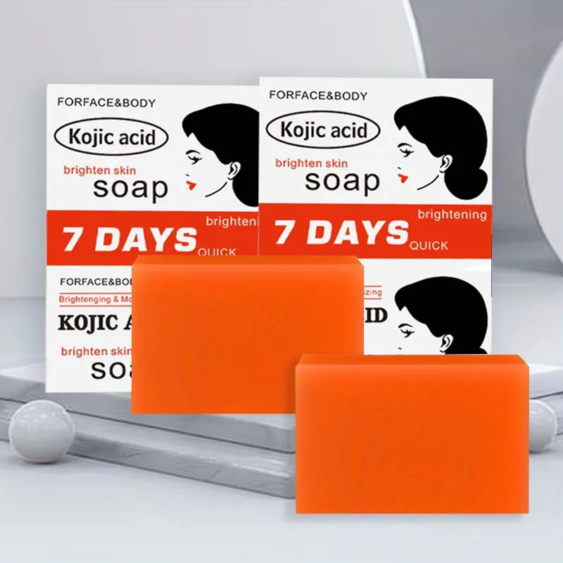 Kojic Acid Soap 2PCS Kojic Acid Soap With Turmeric Vitamin E Cleansing Fragrance Body Bath Brightens Skin Tone Improves Dullness