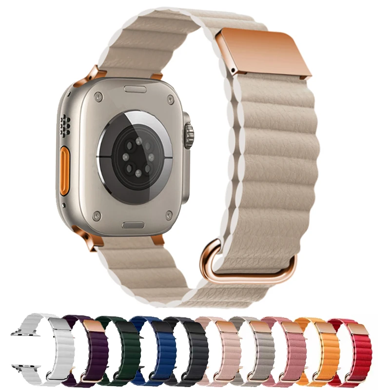 Premium Leather Loop Apple Watch Band Magnetic Strap