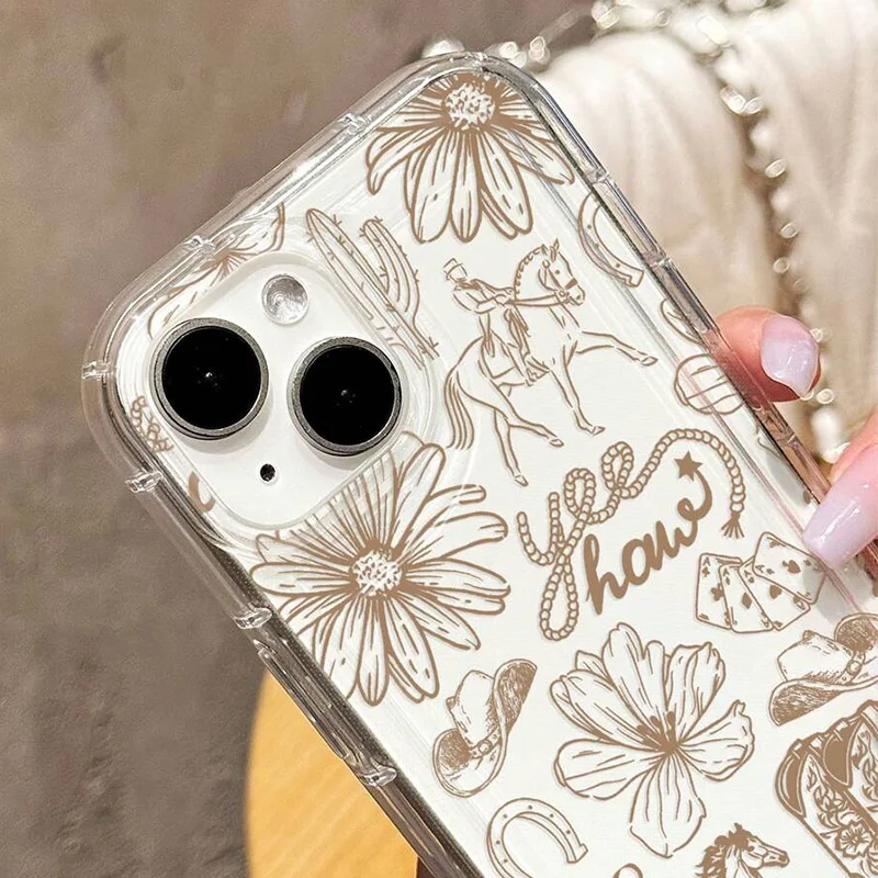 Western Boot Pattern Bowknot Soft Phone Case Cover