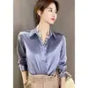 Brand Quality Luxury Women Satin Shirt New Elegant and Youthful Woman Blouses Office Ladies White Long Sleeve Shirts Silk Tops 4