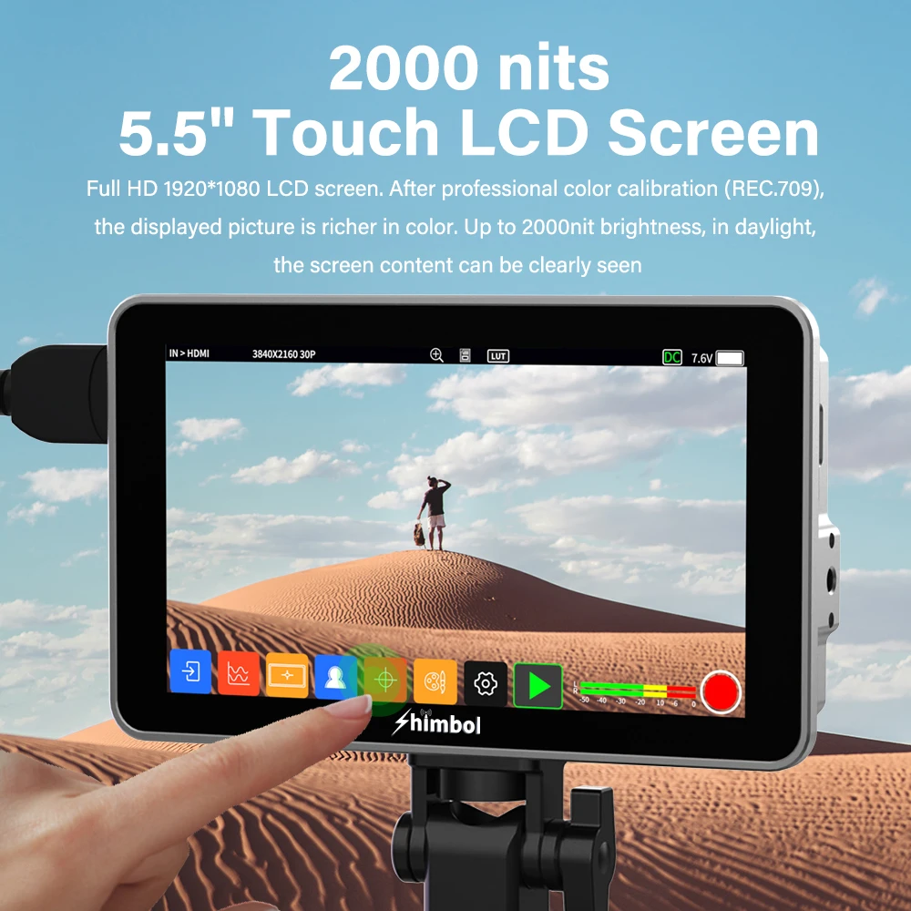 .Shimbol Memory I Pro 5.5" 3D LUT HDMI & 3G-SDI Touchscreen Video Recorder/Monitor 2000 cd/m2 Brightness Real-Time Focusing