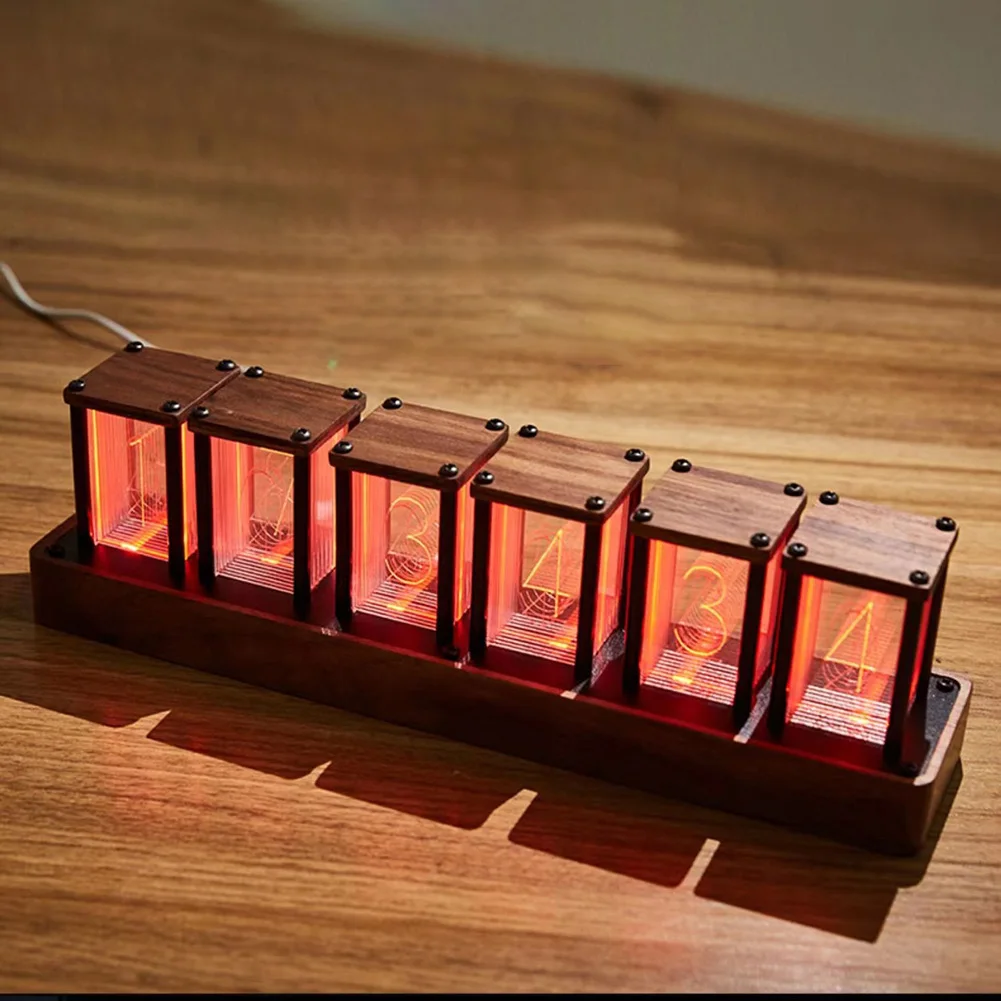 Nixie Tubes Clock Glow Tube Clock RGB Screen Digital Clock DIY Analog Digital Tube Desktop Digital Clock Gift