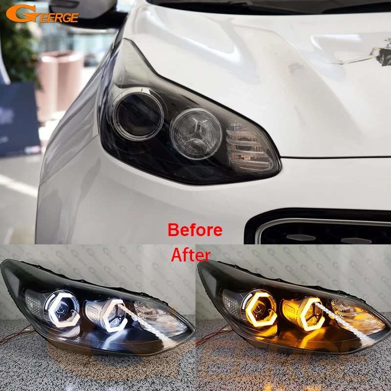 

For Kia Sportage 4 IV MK4 KX5 QL Ultra Bright Switchback A/W Turn Signal Light Cotton Hex LED Angel Eyes Kit Halo Rings