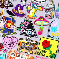 Magic Eye Embroidery Patch Cartoon Iron On Patches For Clothing Thermoadhesive Patches On Clothes Sticker DIY Punk Fusible Patch