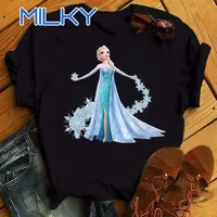 Fashion Design Frozen Elsa Princess Funny Cartoon Anna Princess Pattern T-shirts Harajuku Summer Streetwear Casual Short Sleeved 1
