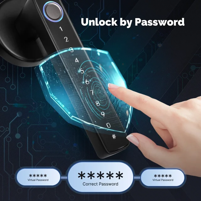 MOES-Smart Fingerprint Door Handle Lock com Bluetooth, senha eletrônica, APP Desbloqueio Remoto, Hotel, Apartamento, Escritório, Casa de Aluguel, Tuya 3