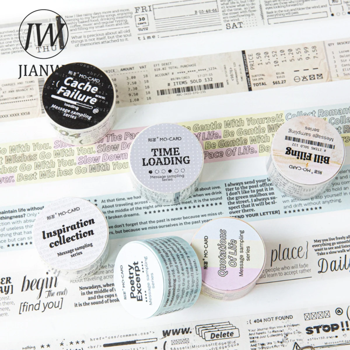 

JIANWU 25mm*200cm Message Sampling Series Vintage English Text Material Decor Washi Tape Creative DIY Journal Collage Stationery