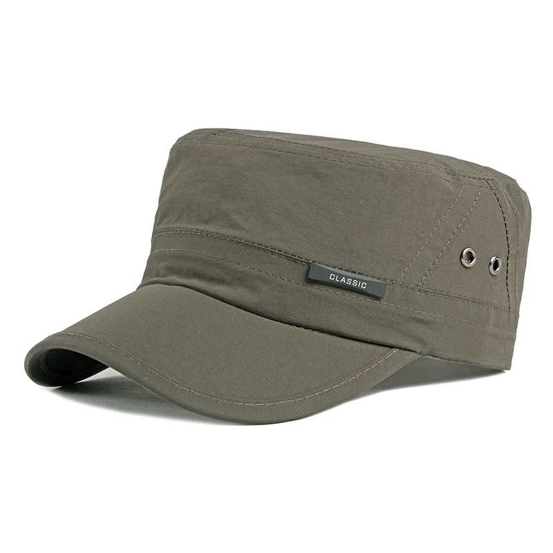 Hesroicy Men Summer Hat Flat Top Solid Color Long Brim Breathable  Decorative Sunscreen Unisex Baseball Cadet Plain Cap Headwear 