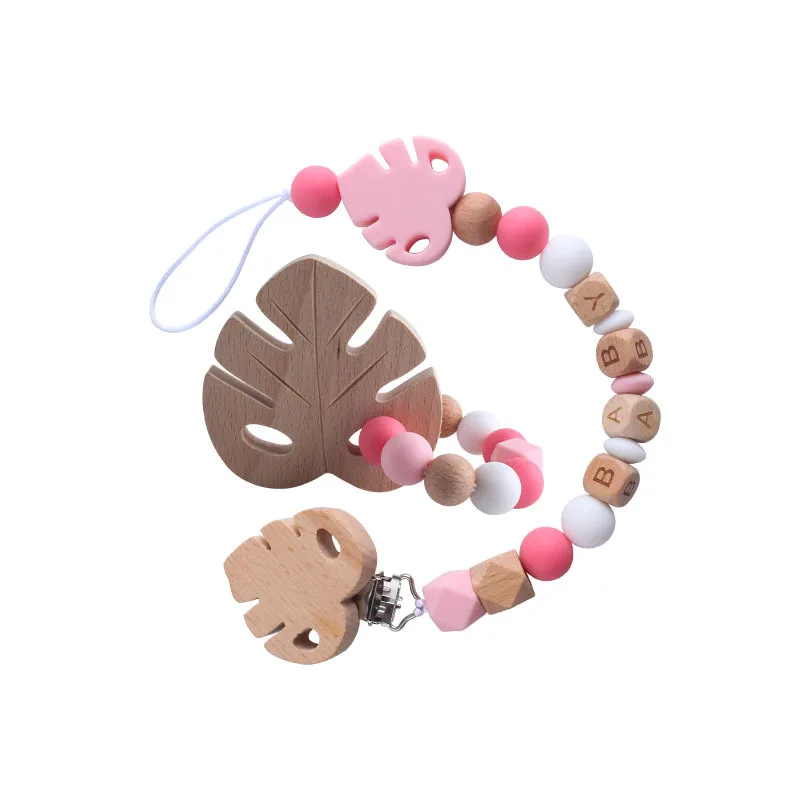 Baby Handmade DIY Personalized Name Chain Pacifier Clips Nipple Dummy Holder Clip Infant Feeding Teething Toy Chew Gift BPA Free