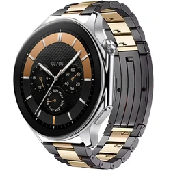 Luxury Titanium Metal Strap: Premium Business Bracelet Wristband 22mm Ultimate Link Design for Realme Watch S S Pro (Black Gold)