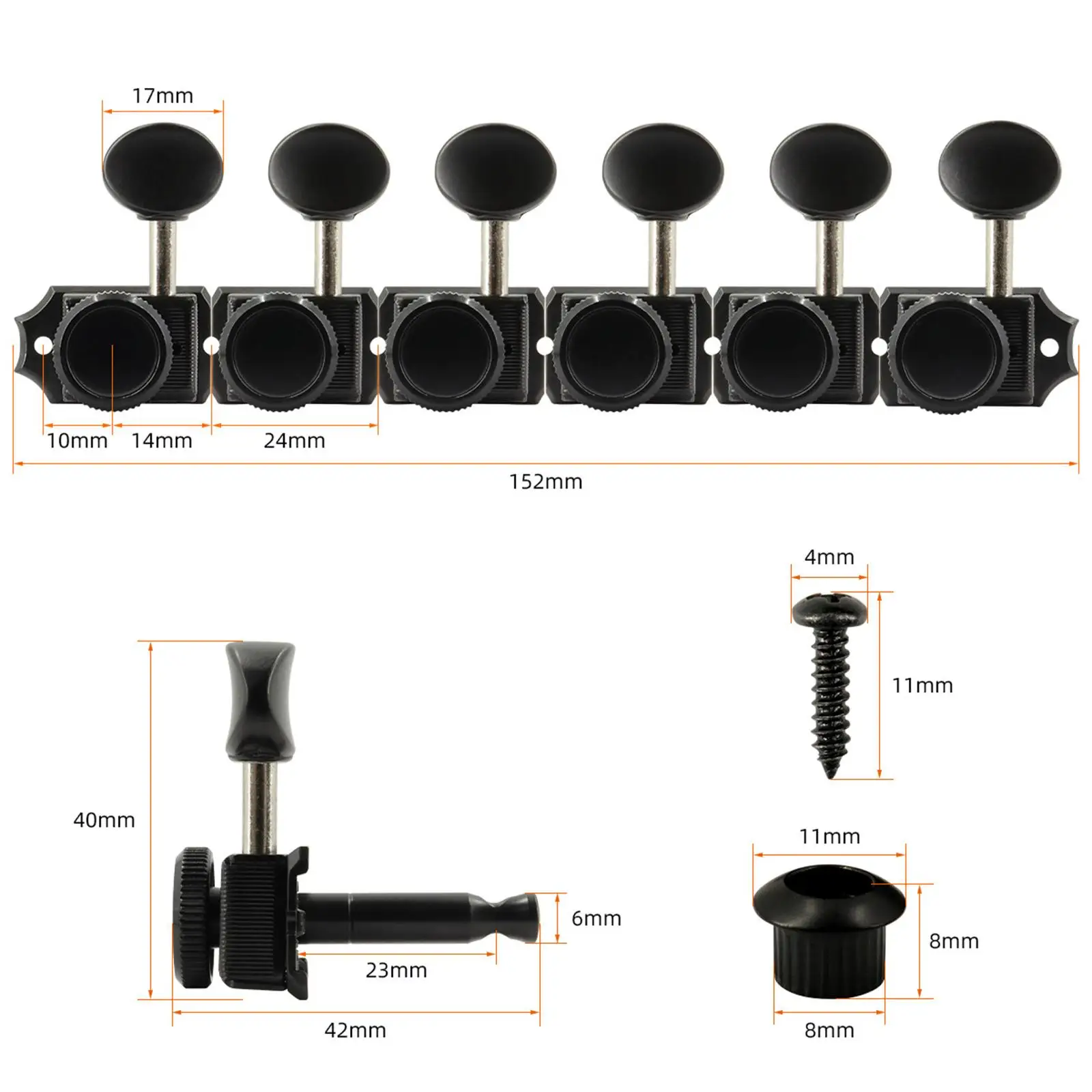 6 Puntali Per Corde Chitarra - Manicotti Metallici Semi-Chiusi, Accordatori Argento - Foto 10