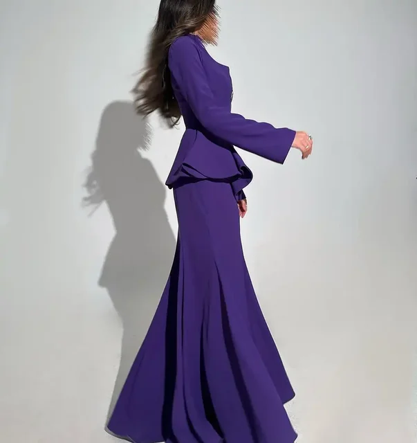 customized Prom Dresses  Mermaid Long Sleeves V Neck Party Gowns Vestidos De Fiesta Pleated Floor Length Evening Dresses 1