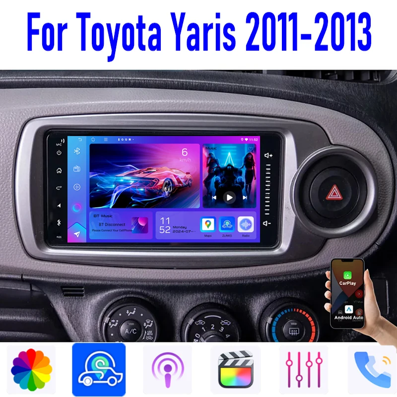 2G 64G Android 13 Autoradio voor Peugeot 107/Citroen C1/Toyota