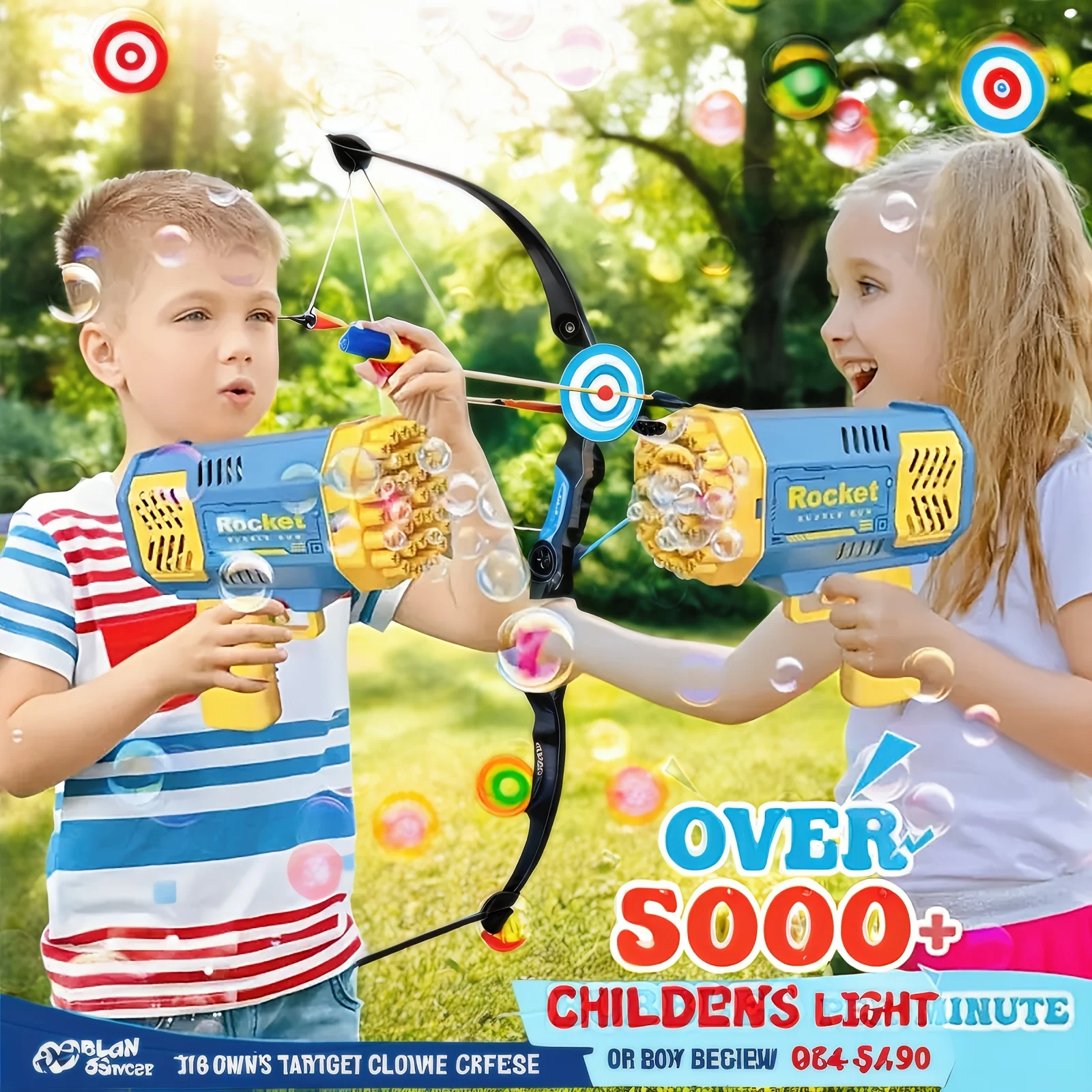 American Popular 60-Hole Double Gun Children's Bubble Machine Toy Water Gun, Summer Outdoor Toy Bubble Machine, Best Outdoor Gam 1